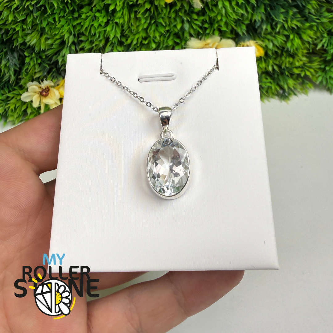 Pendentif Topaze Blanche Naturelle Argent 925 – NWTP167