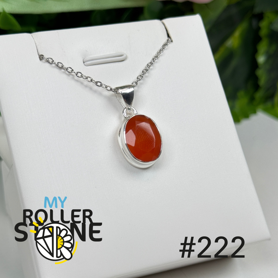 Pendentif argent cornaline facettée #P222