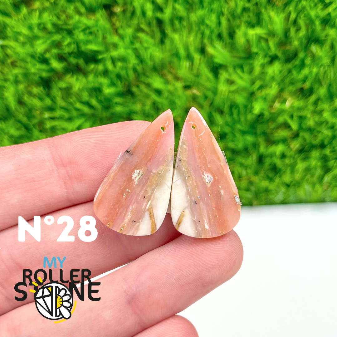 Pendentif Percé Opale Rose Duo