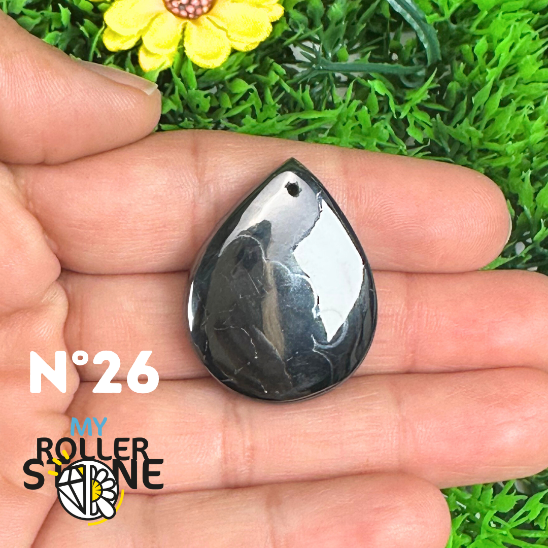 Pendentif Percé Psilomelane Argenté