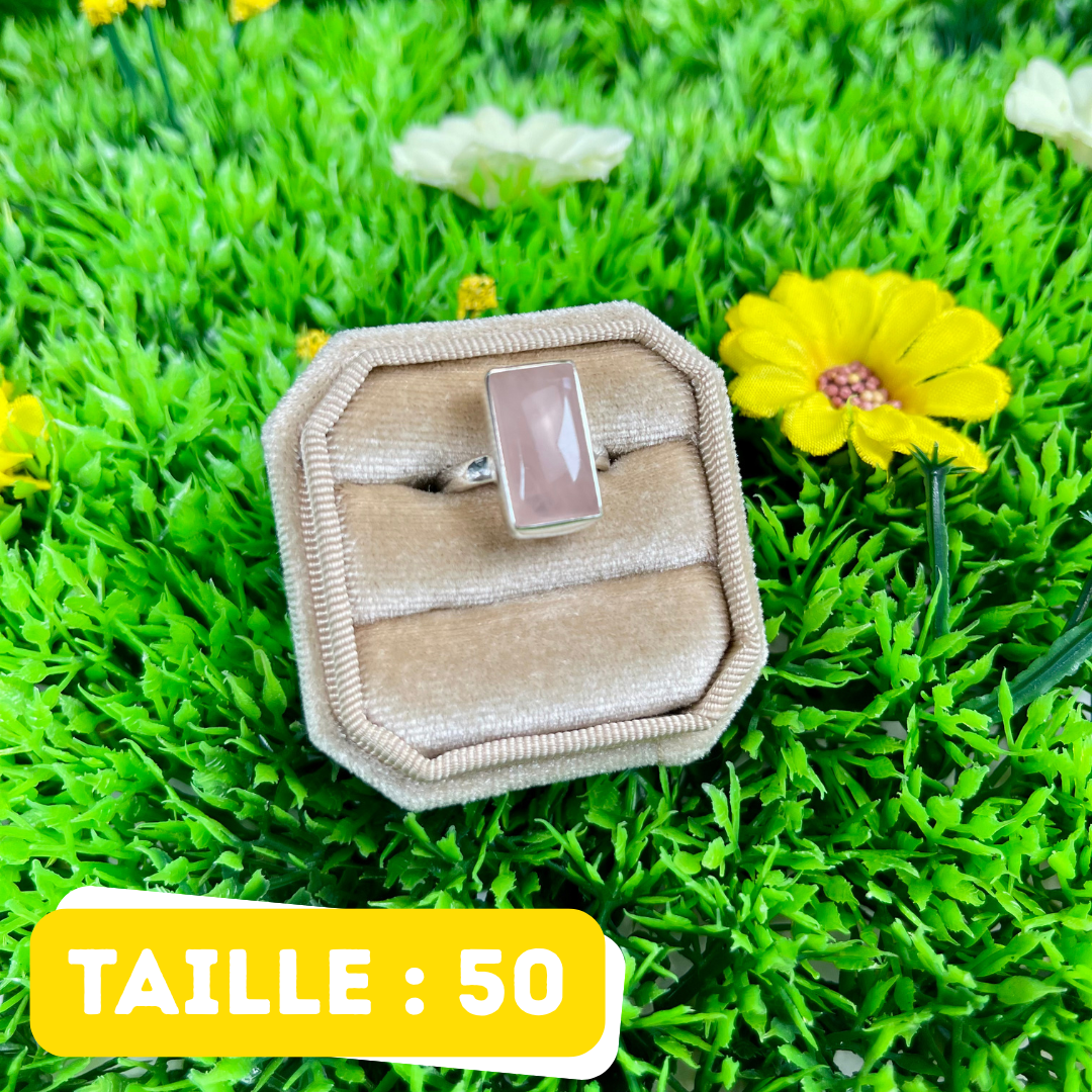 Bague Argent en Quartz rose #128