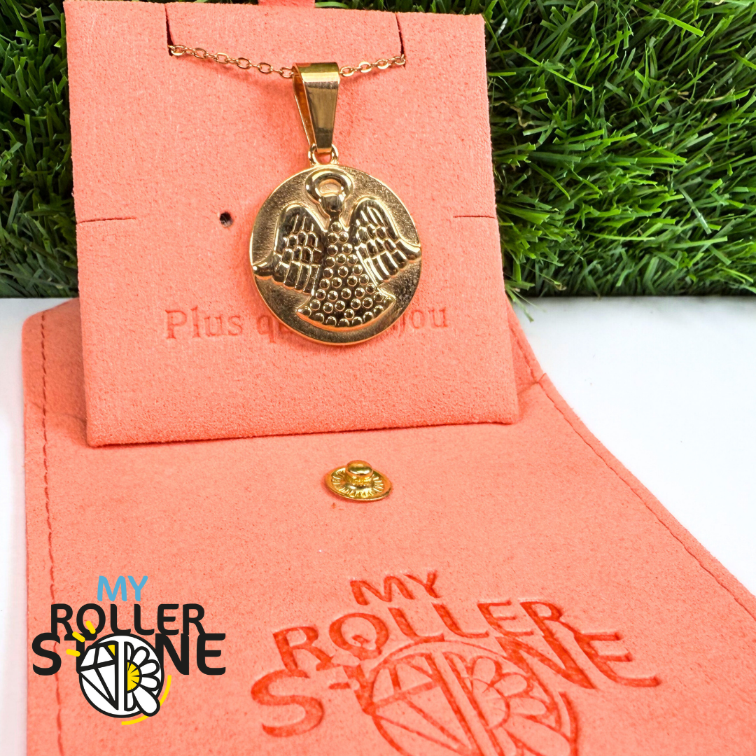 Pendentif ange acier inoxydable doré