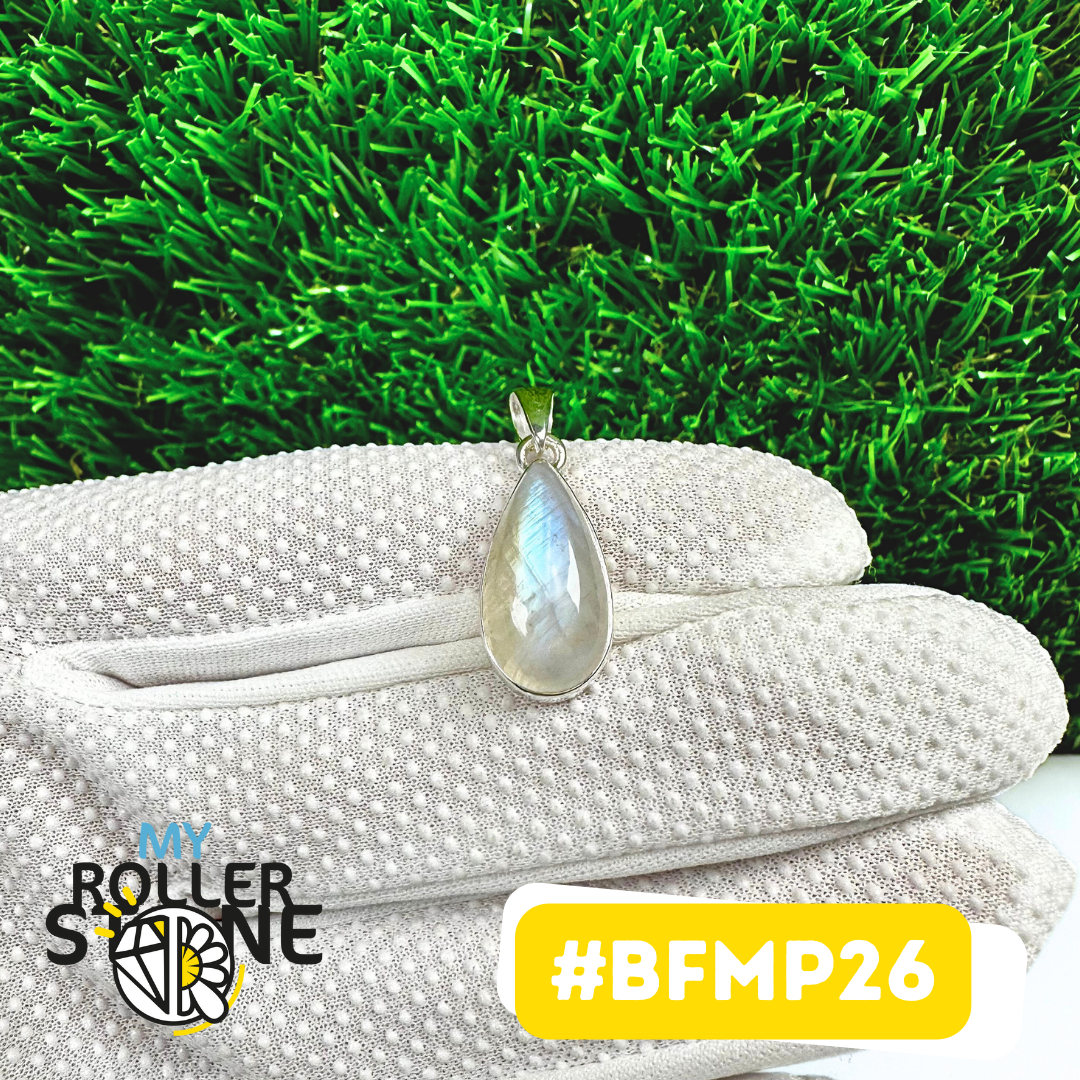 Pendentif Pierre de Lune Blue Fire Argent 925 (BFMP26)