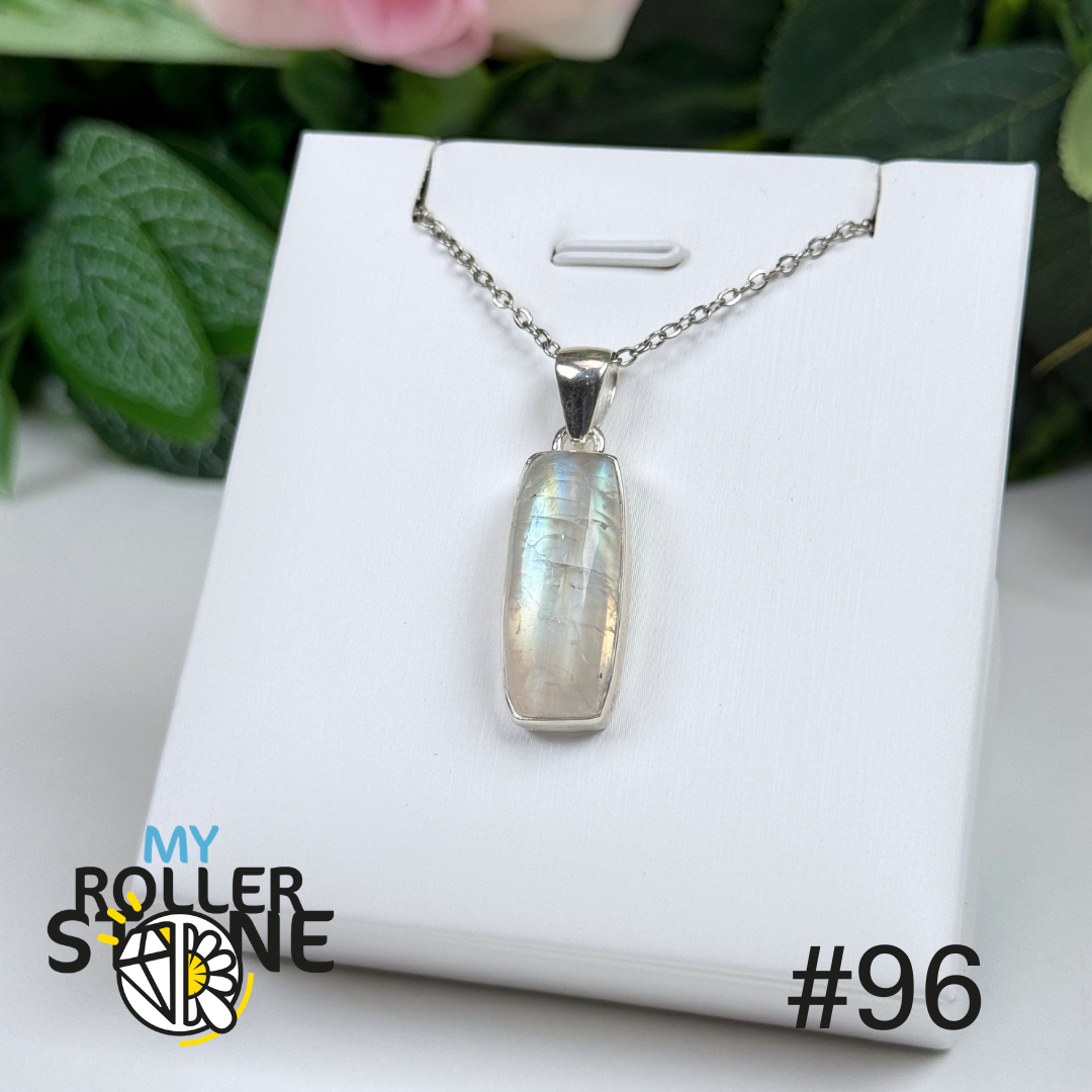 Pendentif argent pierre de lune blue fire #MP96