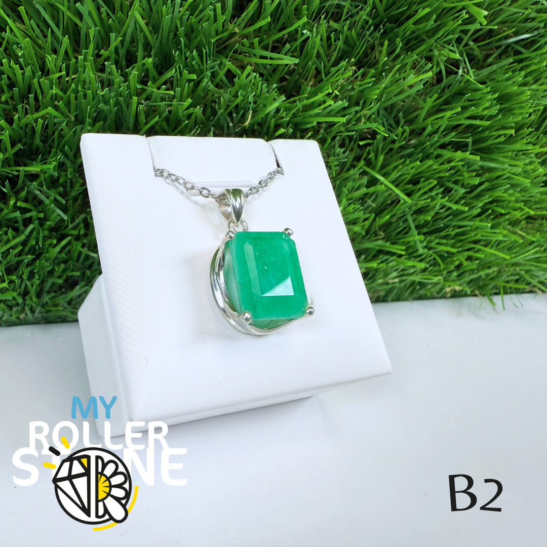 Pendentif Émeraude et Argent 925 B2