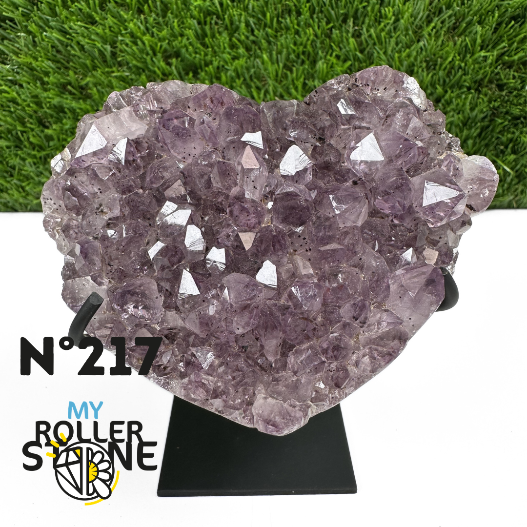 Géode Coeur Améthyste sur Support Métal #217