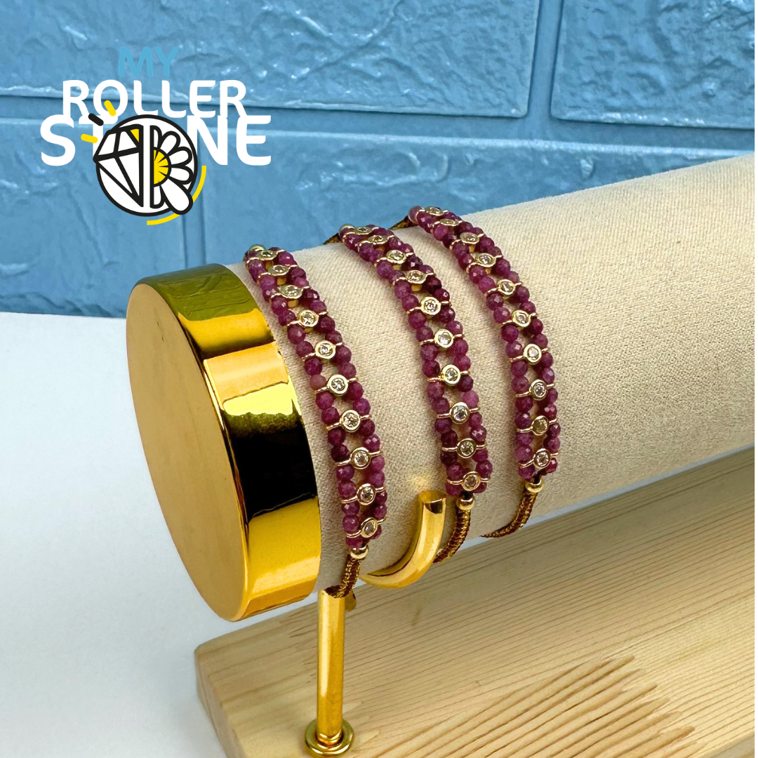 Bracelet Tressé Perles Naturelles et Strass