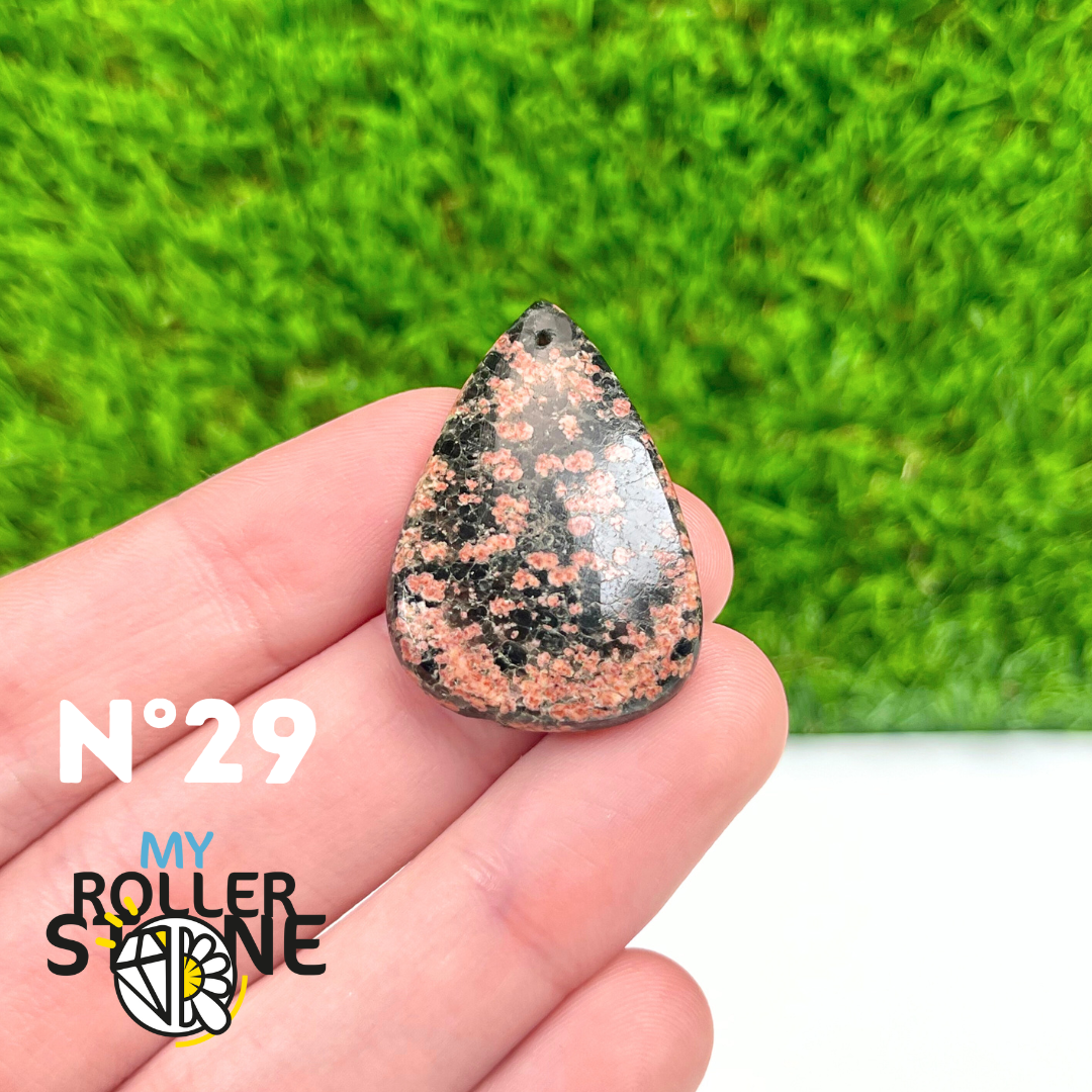 Pendentif Obsidienne Fleurie percé