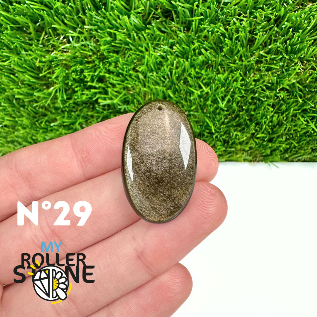 Pendentif Obsidienne dorée 5A percé