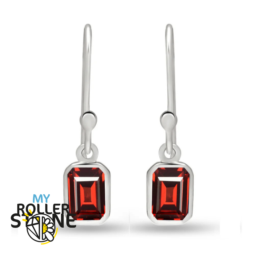 Boucles d&#39;oreilles Grenat Octogonal 6X4 MM