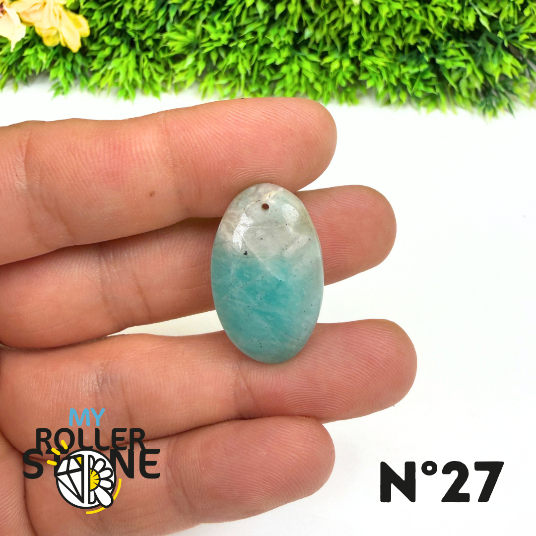Pendentif Percé Amazonite et Quartz Fumé (Rare)