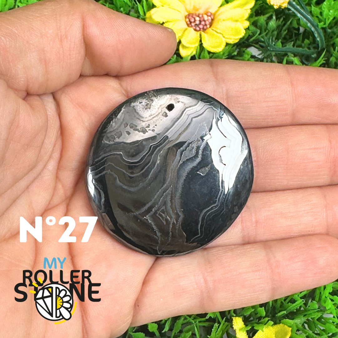 Pendentif Percé Psilomelane Argenté