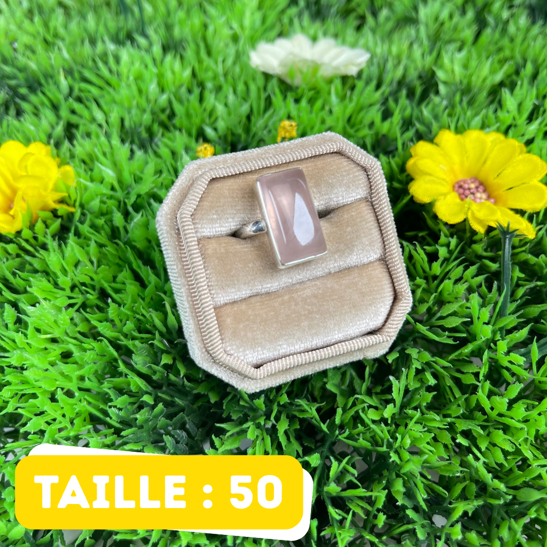 Bague Argent en Quartz rose #129