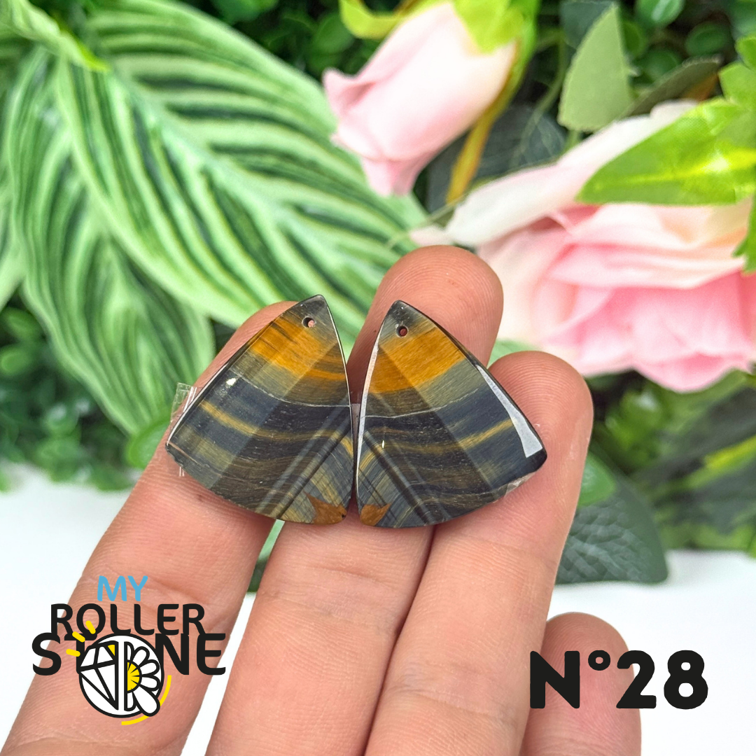 Paire de Cabochon percé en Oeil de Faucon pour Boucles d'oreilles