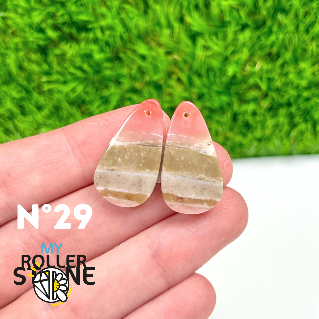 Pendentif Percé Opale Rose Duo