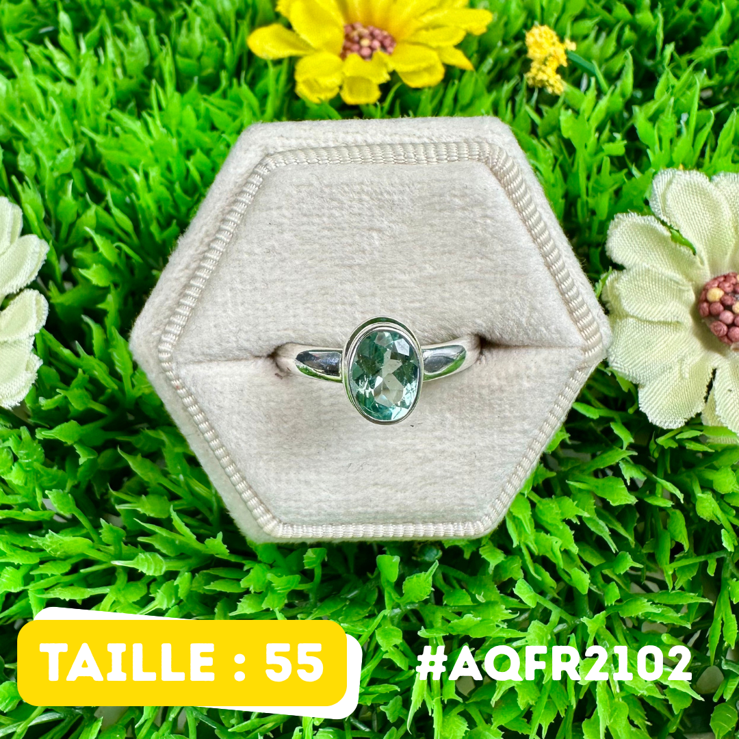 Bague Argent 925 Aigue-Marine Facettée #AQFR2102