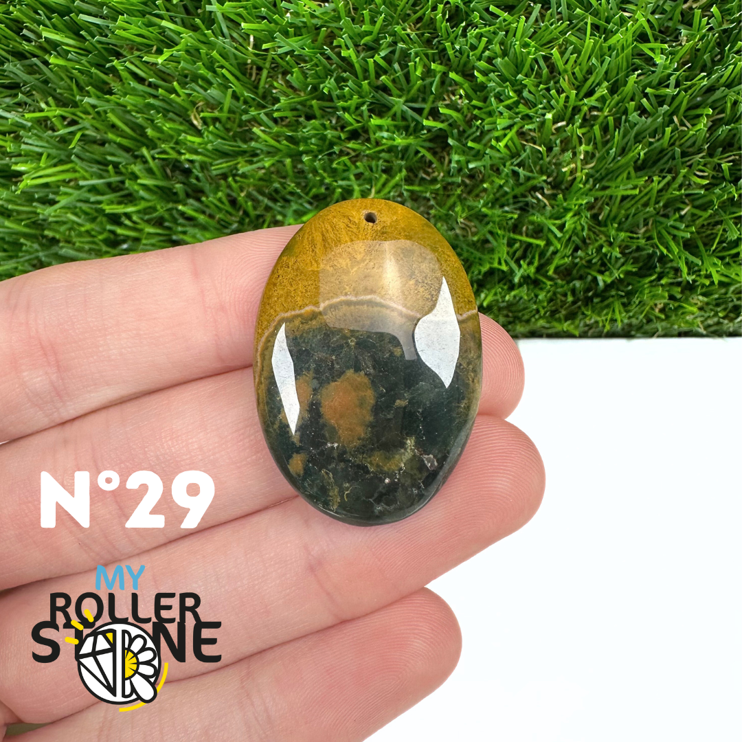 Pendentif Percé Jaspe Océan 5A