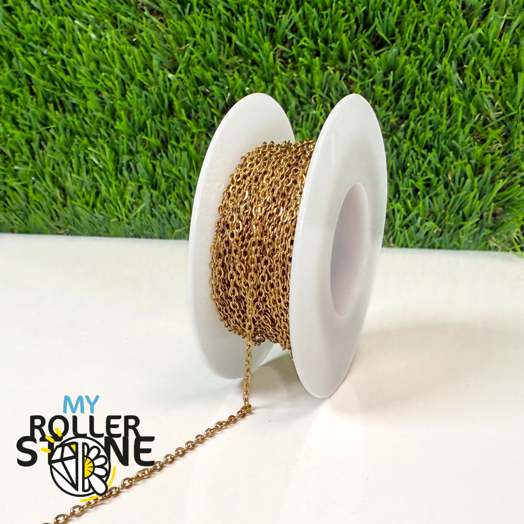 Chaîne Maille Standard Forçat – Acier Inoxydable Dorée (Rouleau 10 mètres)