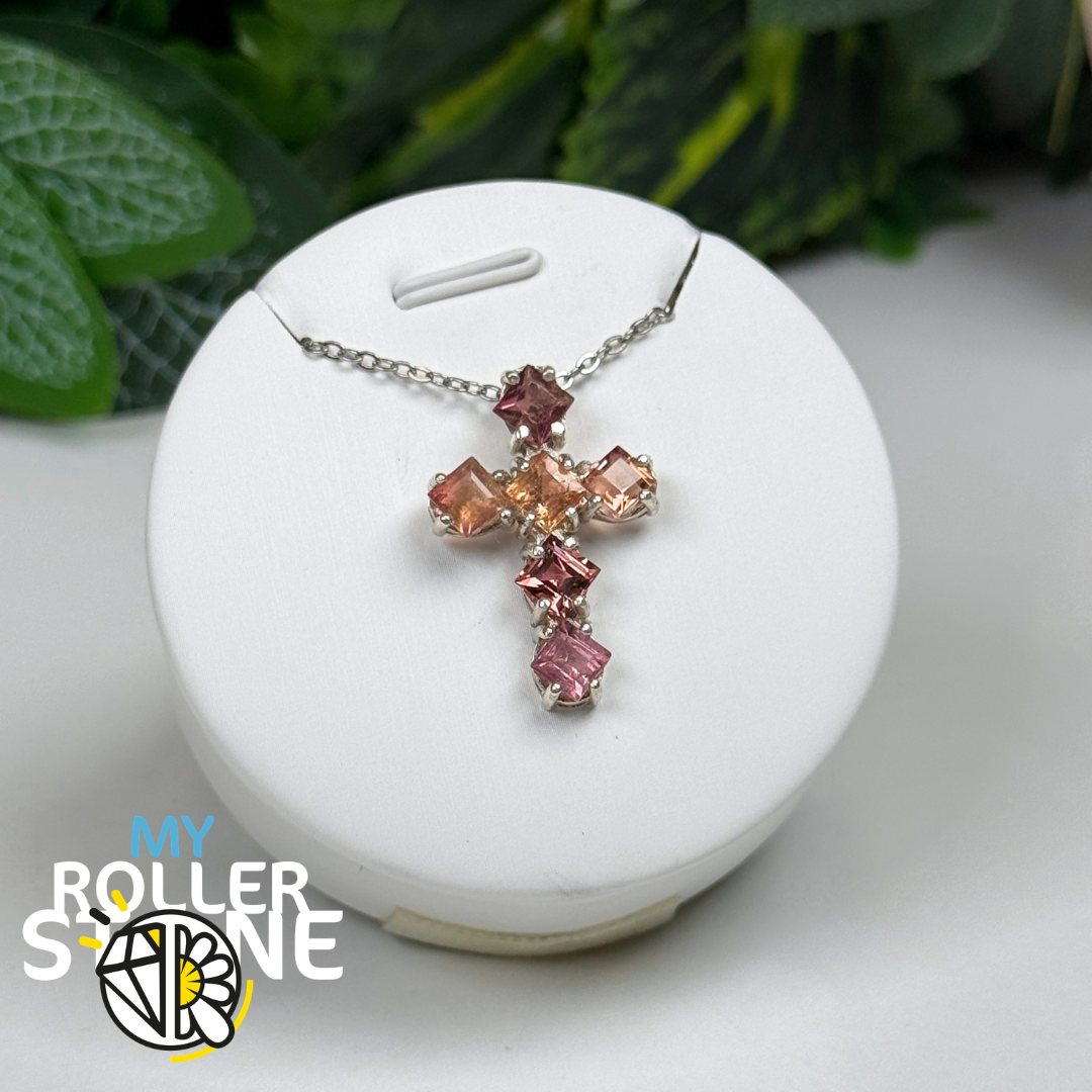 Pendentif en Tourmaline Croix Argent 925