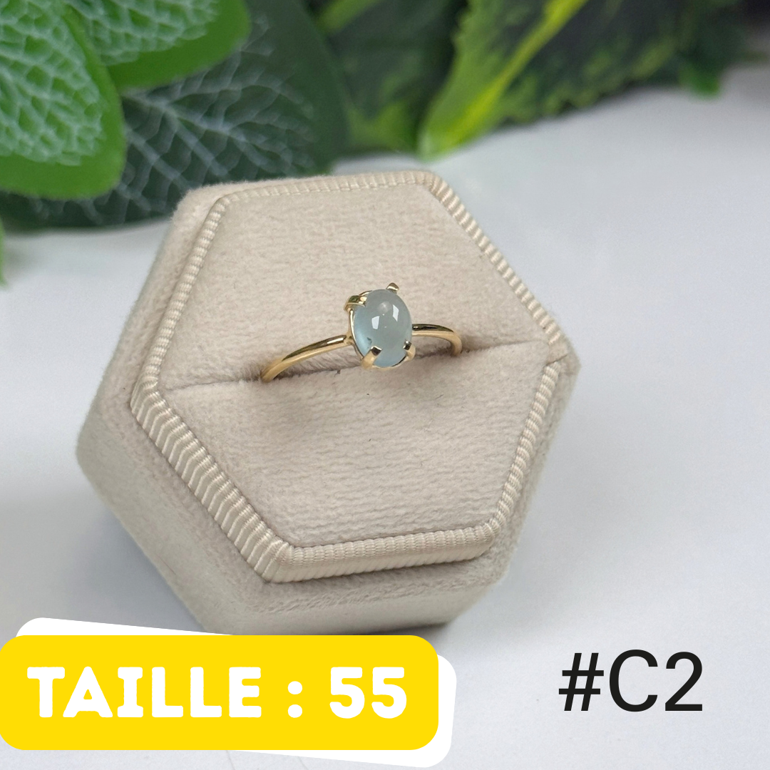 Bague Aigue-Marine Argent 925 Plaqué Or #C2
