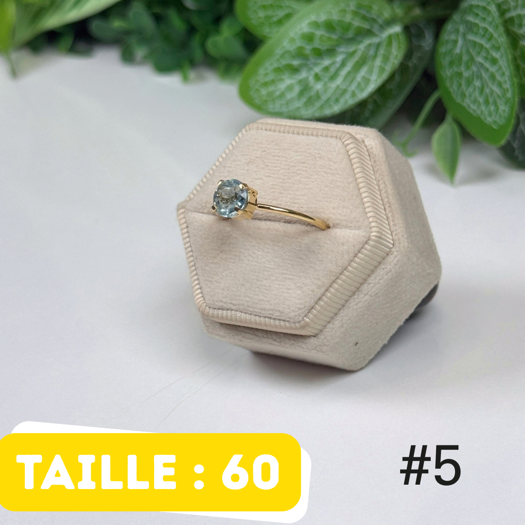 Bague Aigue-Marine facettée Argent 925 Plaqué Or #5