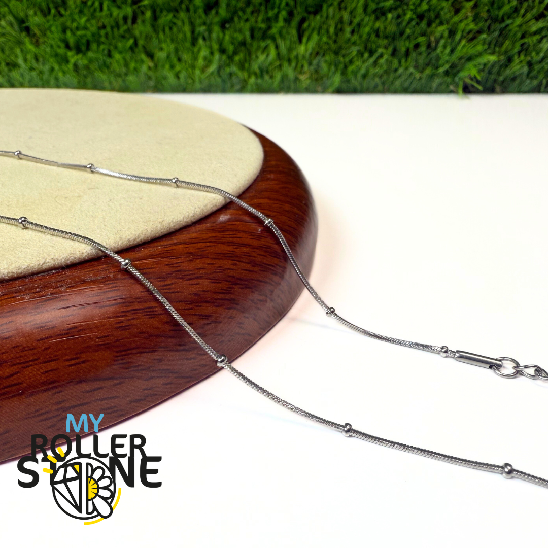 Chaîne Satellite Perlée Fine en Acier Inoxydable Argenté