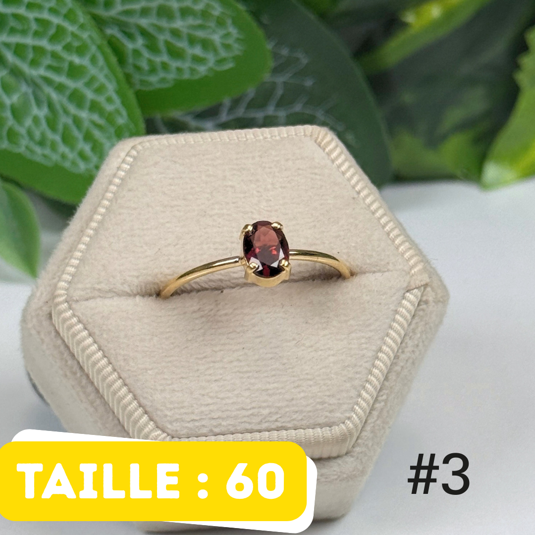 Bague Grenat Argent 925 Plaqué OR #3