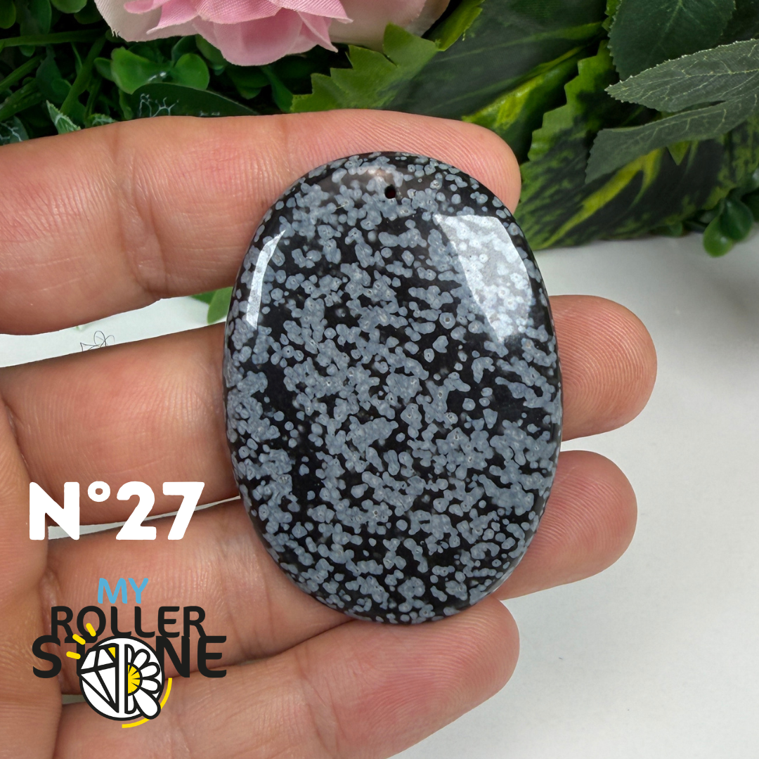 Pendentif Obsidienne flocon de neige 5A percé