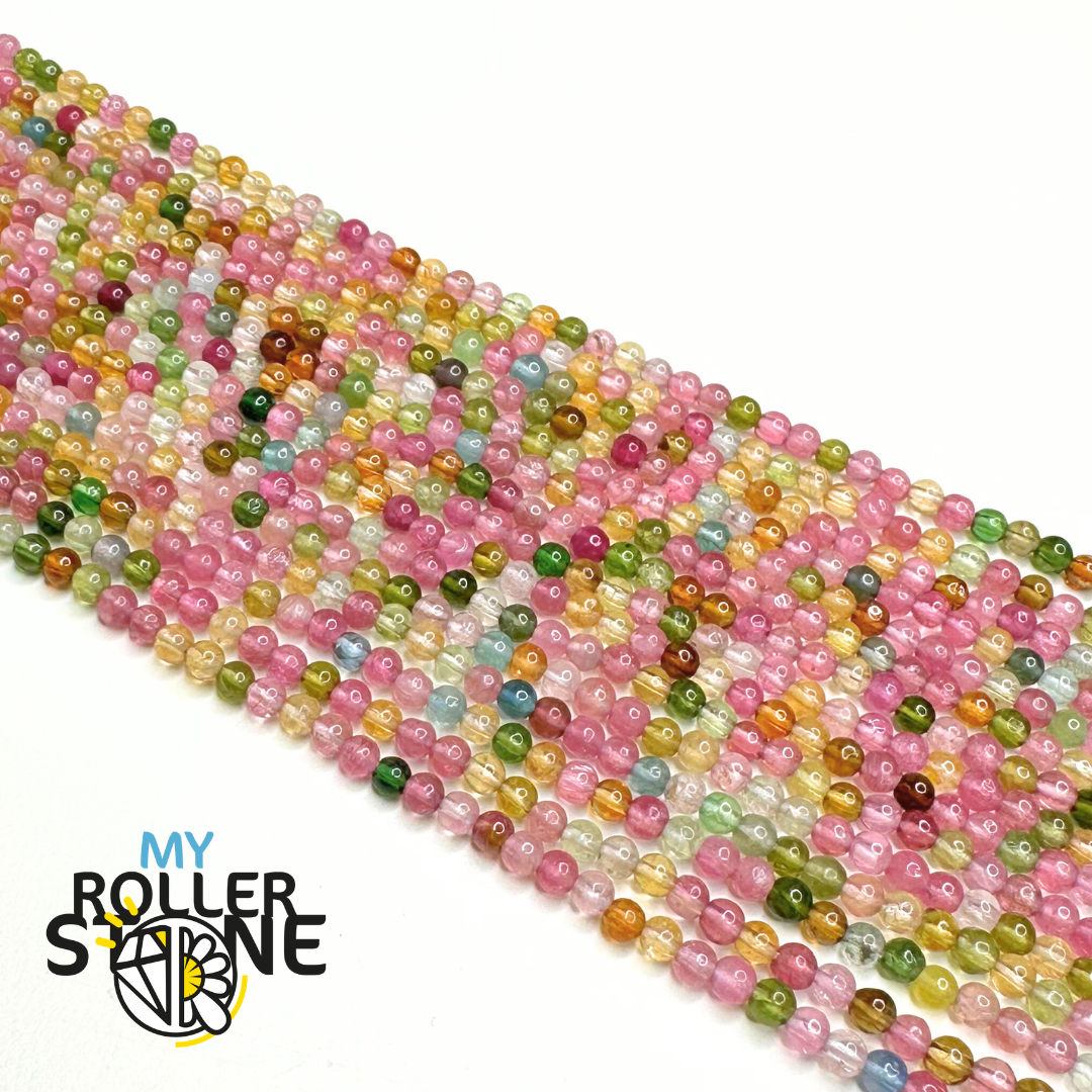 Perle Tourmaline multicolore 8A en 3mm