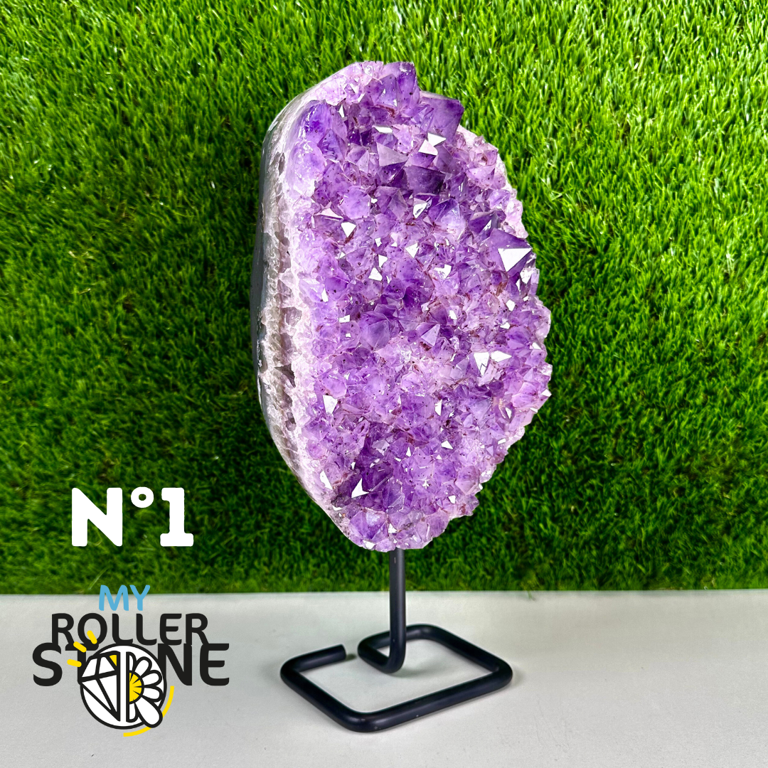 Géode Améthyste sur support métal noir #1