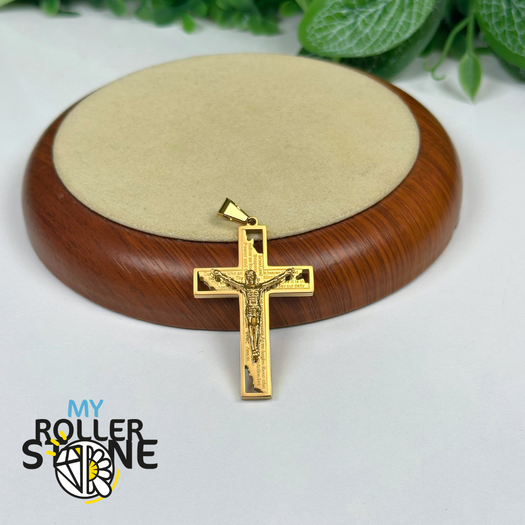 Pendentif Croix de Jésus Doré en acier inoxydable 304