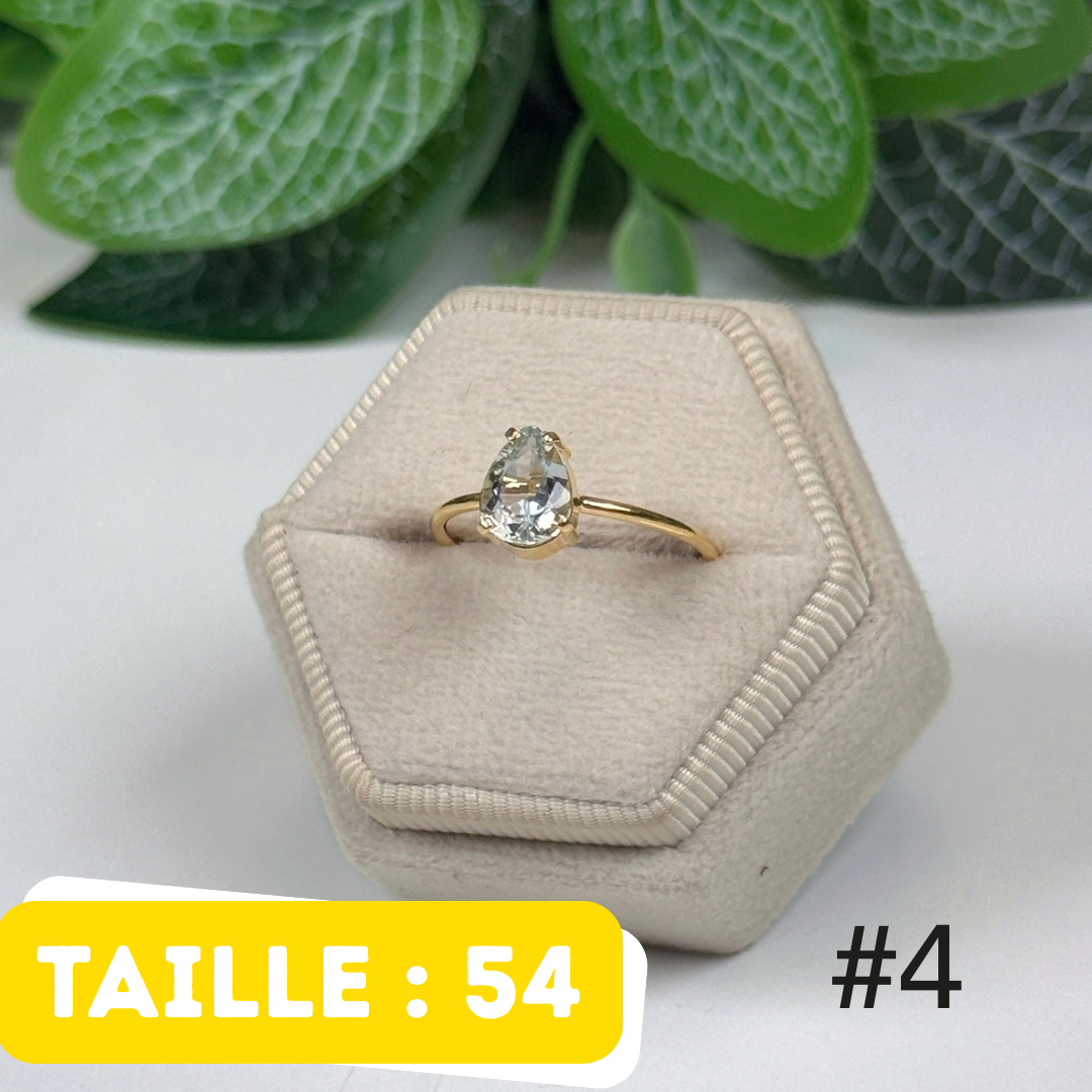 Bague Aigue-Marine facettée Argent 925 Plaqué Or #4