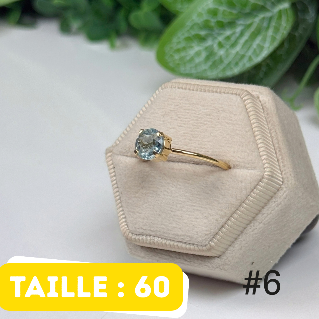 Bague Aigue-Marine facettée Argent 925 Plaqué Or #6