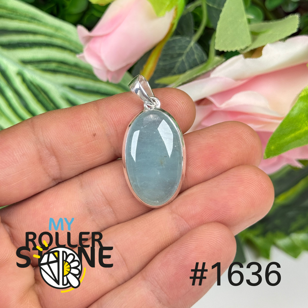 Pendentif argent aigue-marine #1636