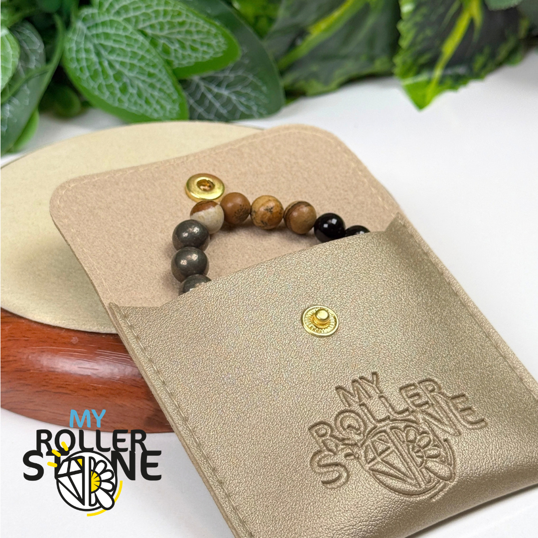 Bracelet Chemin de Vie 22 – Onyx noir, Jaspe paysage & Pyrite