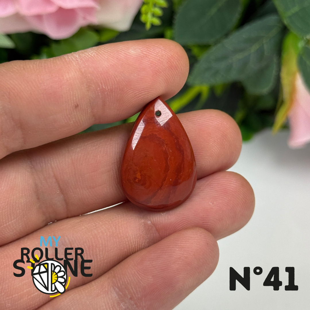 Pendentif Jaspe rouge 5A Percé
