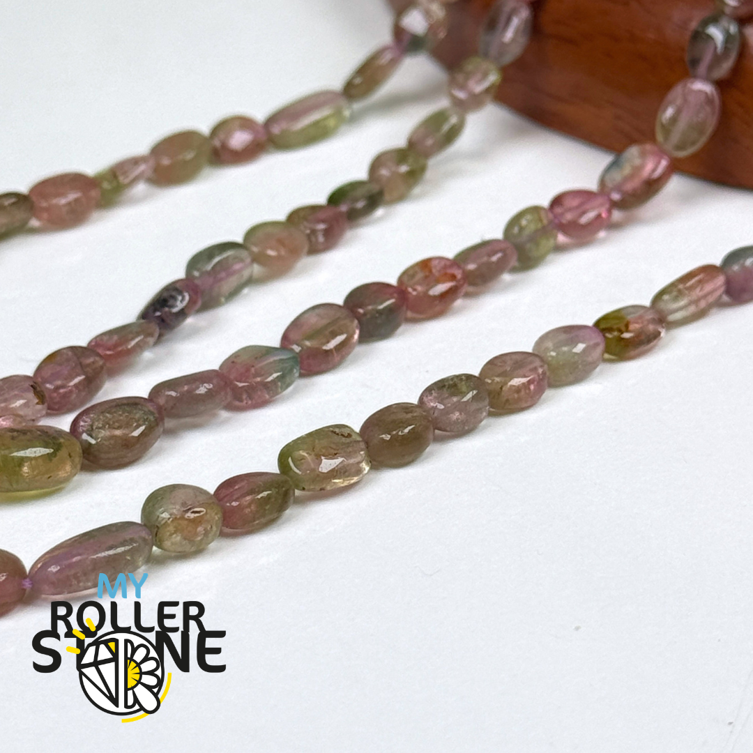 Perles Ovales Tourmaline melon d'eau 5A