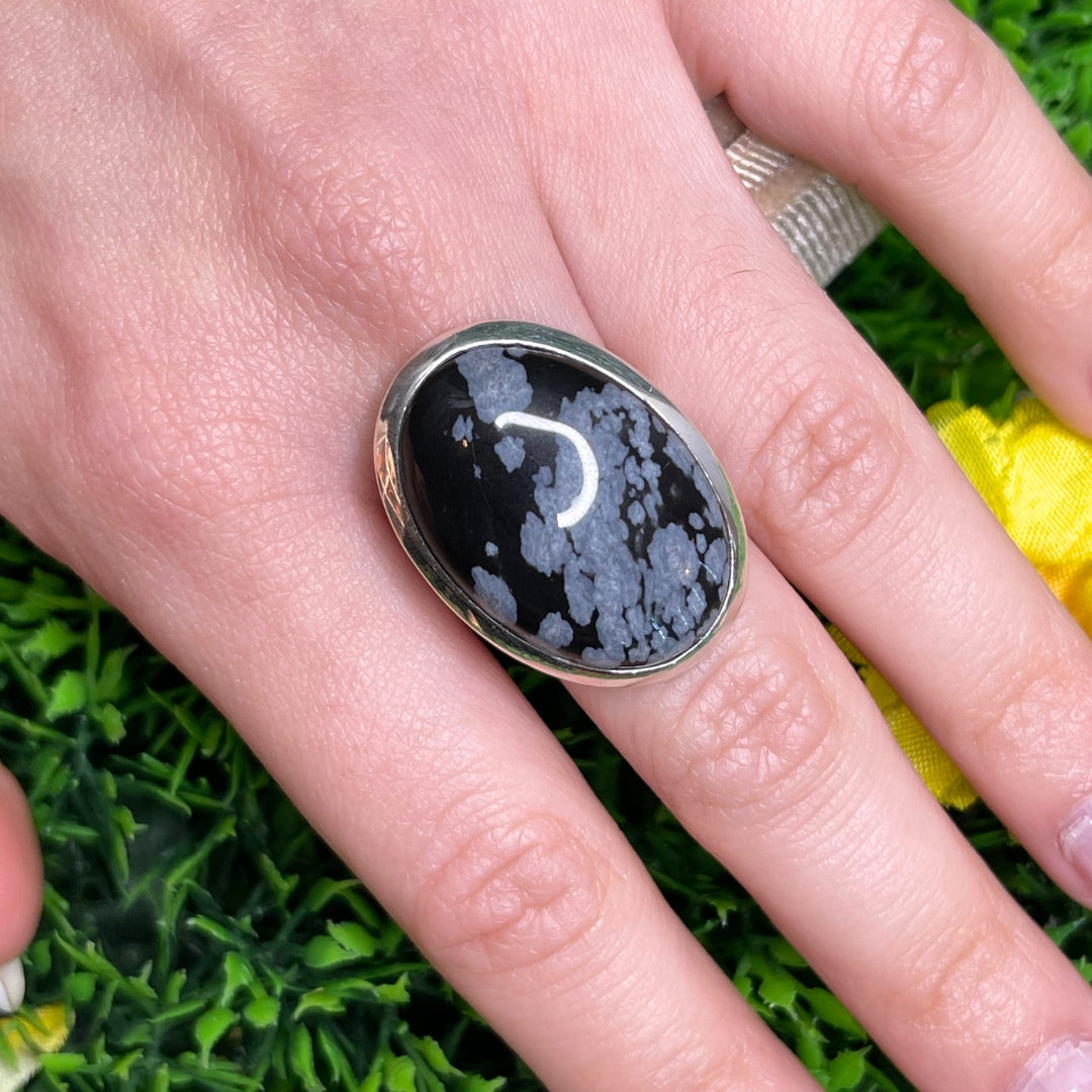 Bague en  Obsidienne Flocon de Neige #6