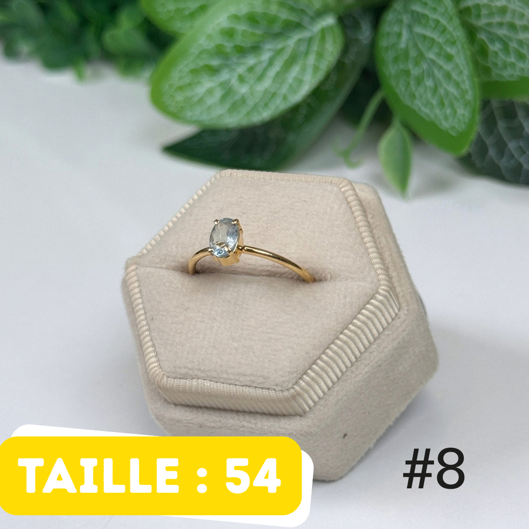 Bague Aigue-Marine facettée Argent 925 Plaqué Or #8