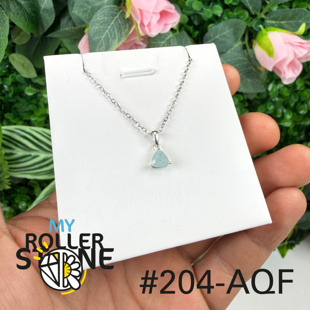 Pendentif argent aigue-marine facettée #4AQF