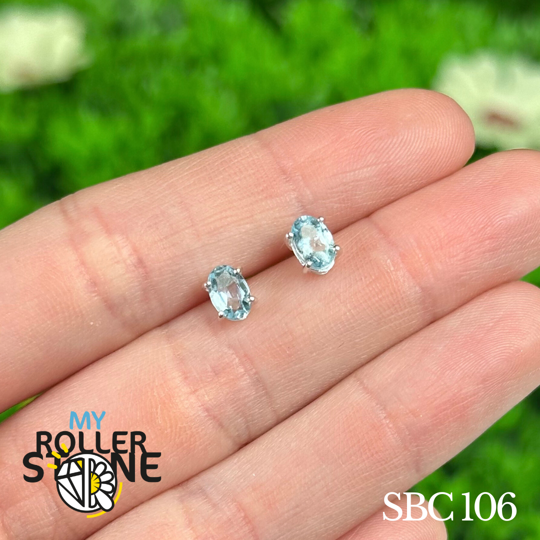 Boucles d&#39;oreilles Argent 925 Aigue Marine #SBC 106