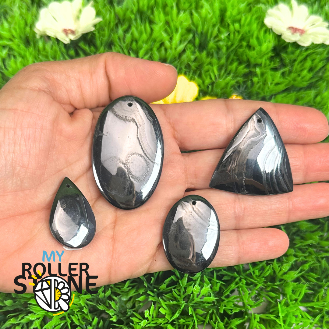 Pendentif Percé Psilomelane Argenté