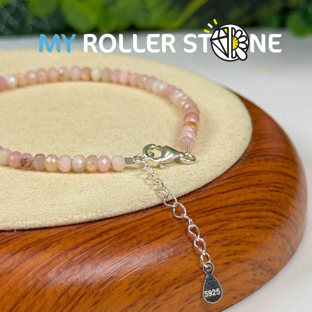 Bracelet Opale Rose fermoir Argent