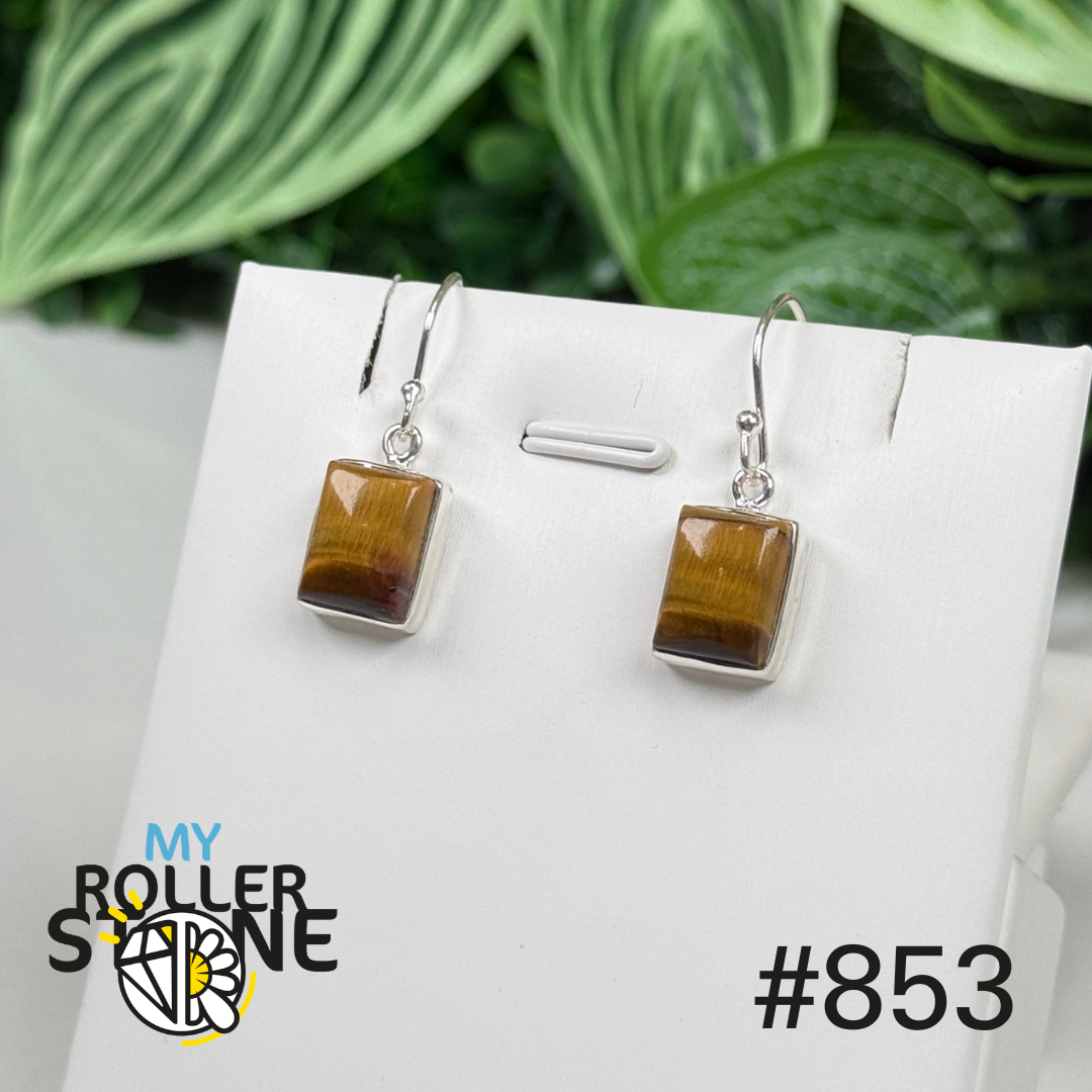 Boucles d’oreilles argent 925 œil de tigre #E853