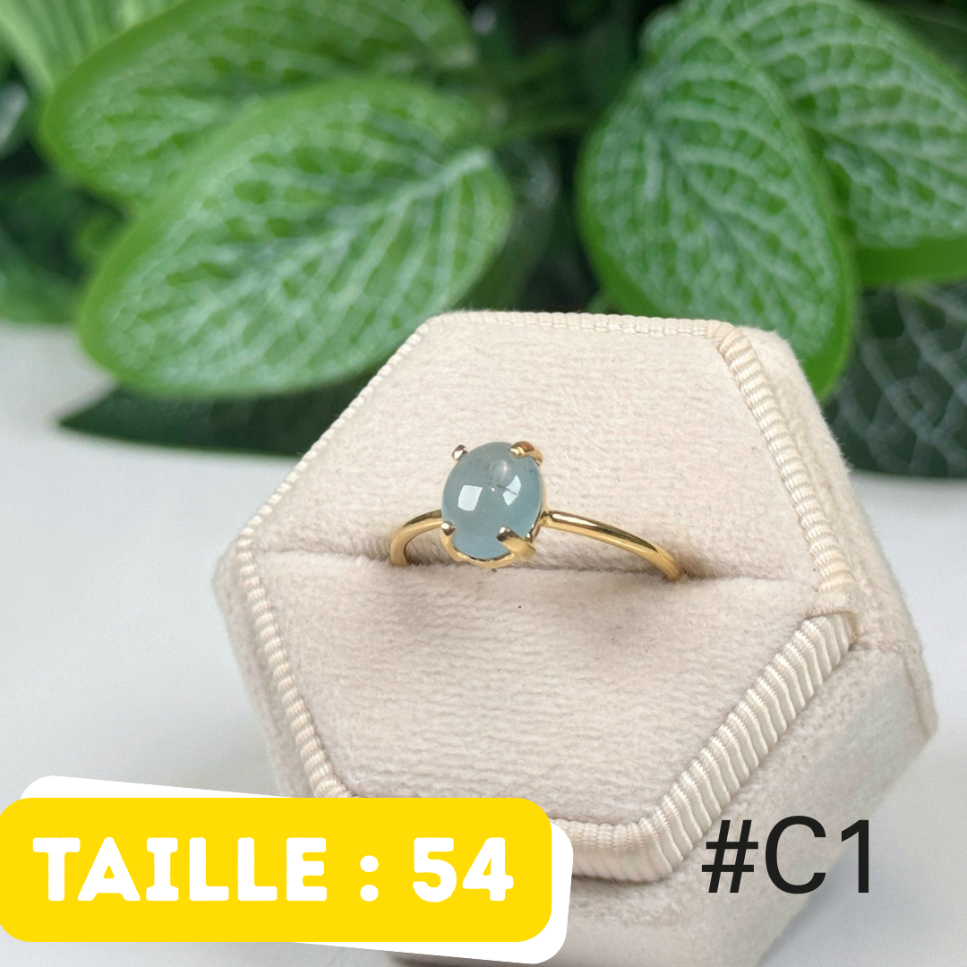 Bague Aigue-Marine Argent 925 Plaqué Or #C1