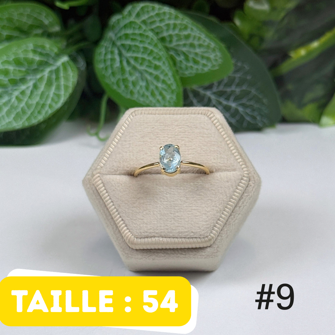 Bague Aigue-Marine facettée Argent 925 Plaqué Or #9