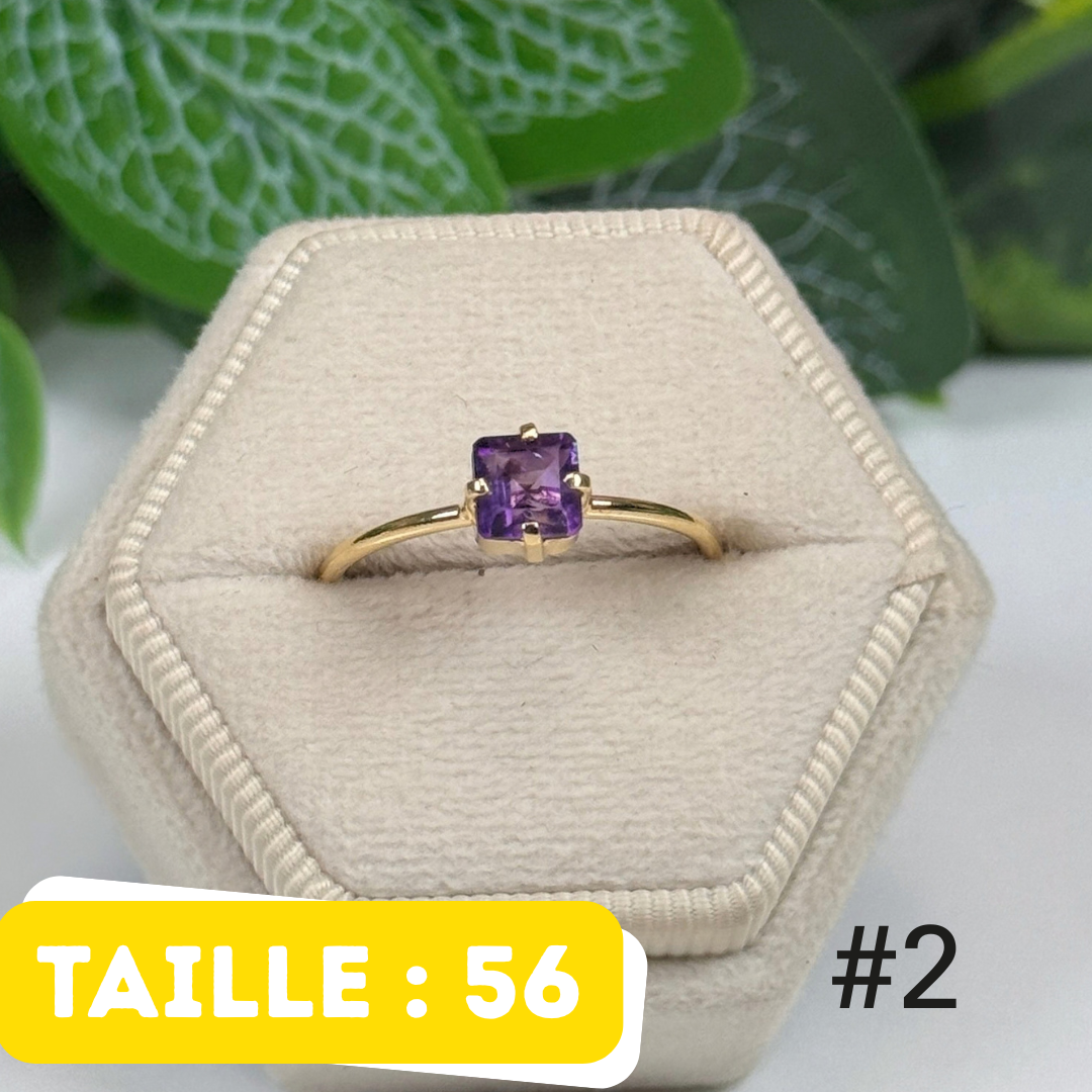 Bague 925 Améthyste Argent 925 Plaqué Or #2