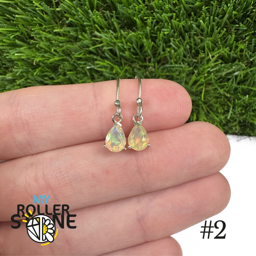 Boucles d'oreilles Opale Éthiopienne Poire 7X5 MM En Argent 925 #2