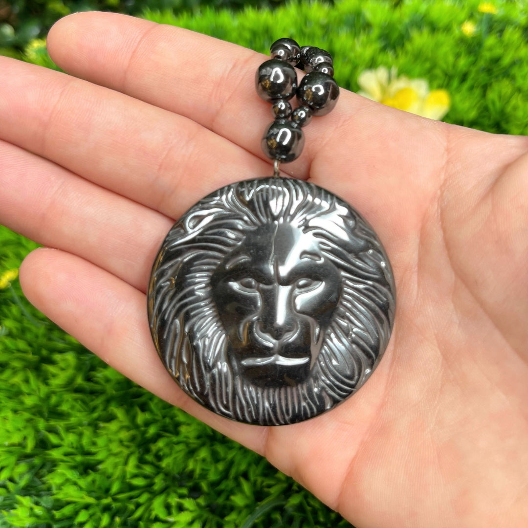 Collier en Hématite Tête de Lion