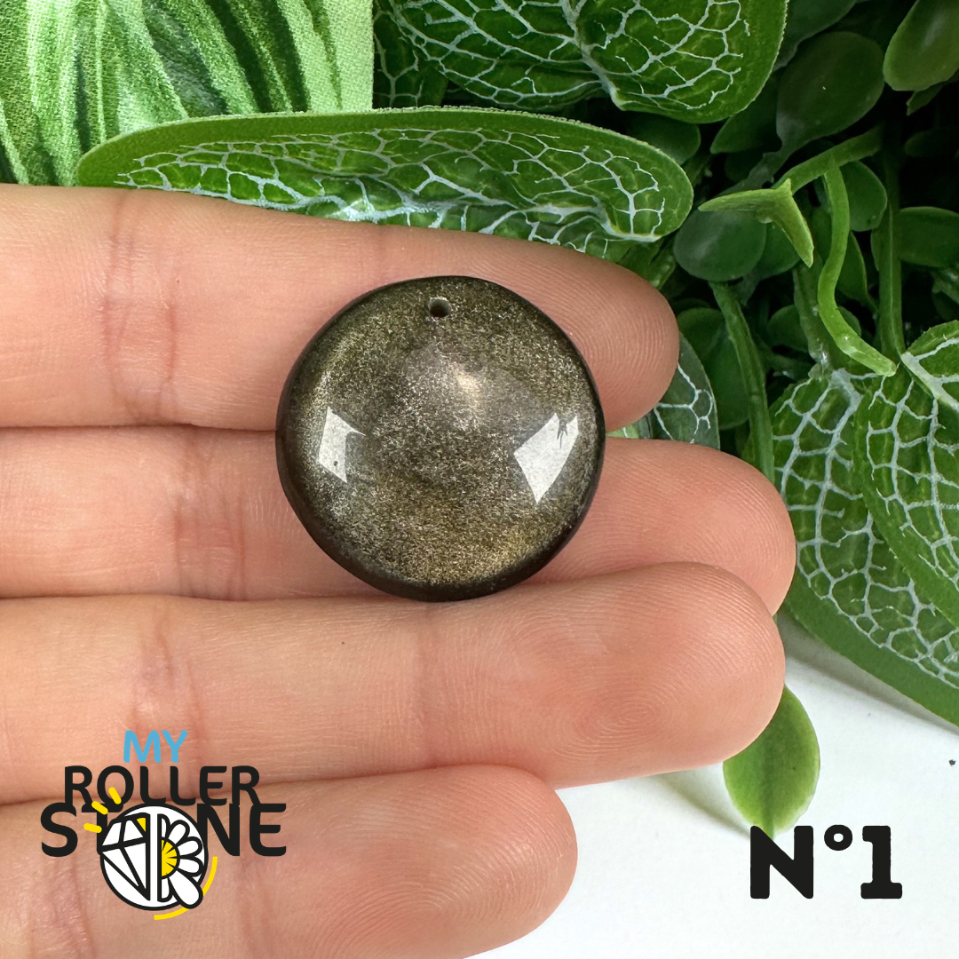 Pendentif Obsidienne dorée 5A percé